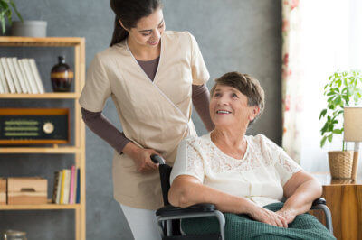 senior woman with a caregiver